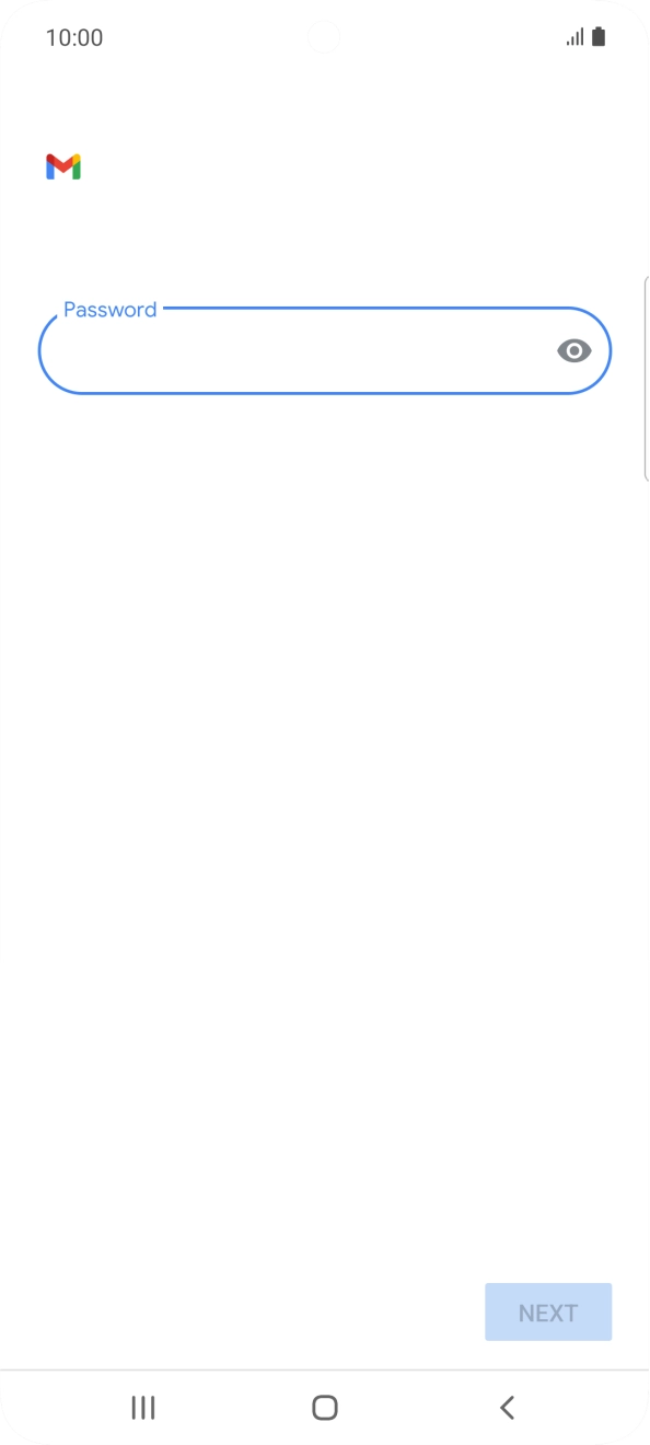 Press the field below 'Password' and key in the password for your email account.