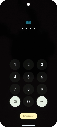 If you're asked to key in your SIM PIN, do so and press arrow right. The default SIM PIN is 0000.