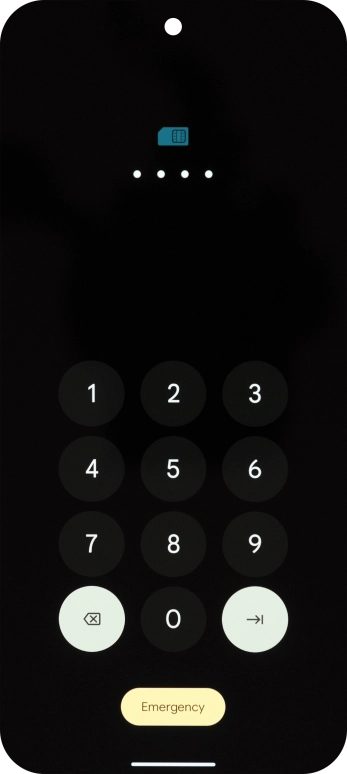 If you're asked to key in your SIM PIN, do so and press arrow right. The default SIM PIN is 0000.