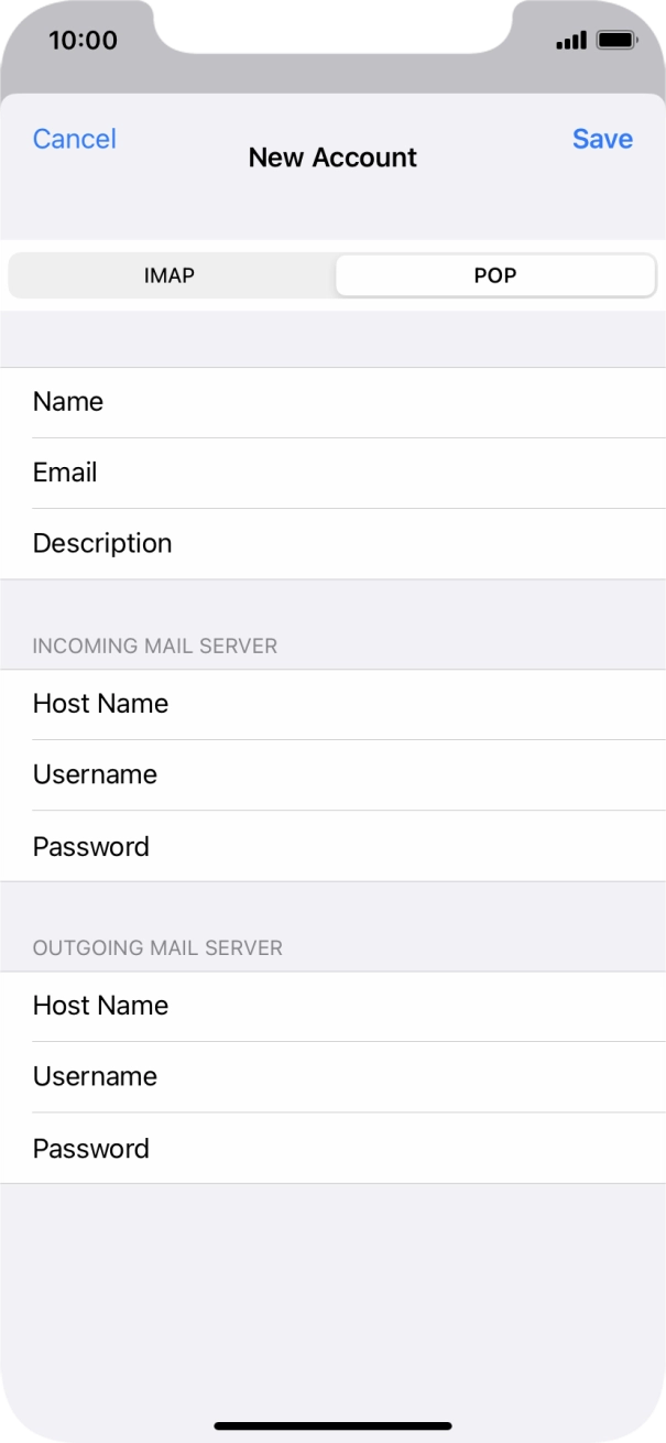 Press Save. Your email account has now been set up. To select more settings for incoming and outgoing server, proceed with the following steps. Press Save. Your email account has now been set up. To select more settings for incoming and outgoing server, proceed with the following steps.