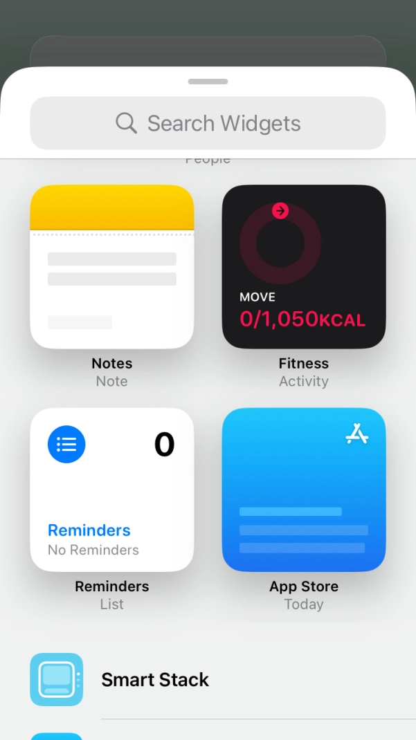 Press the required widget. Press the required widget.