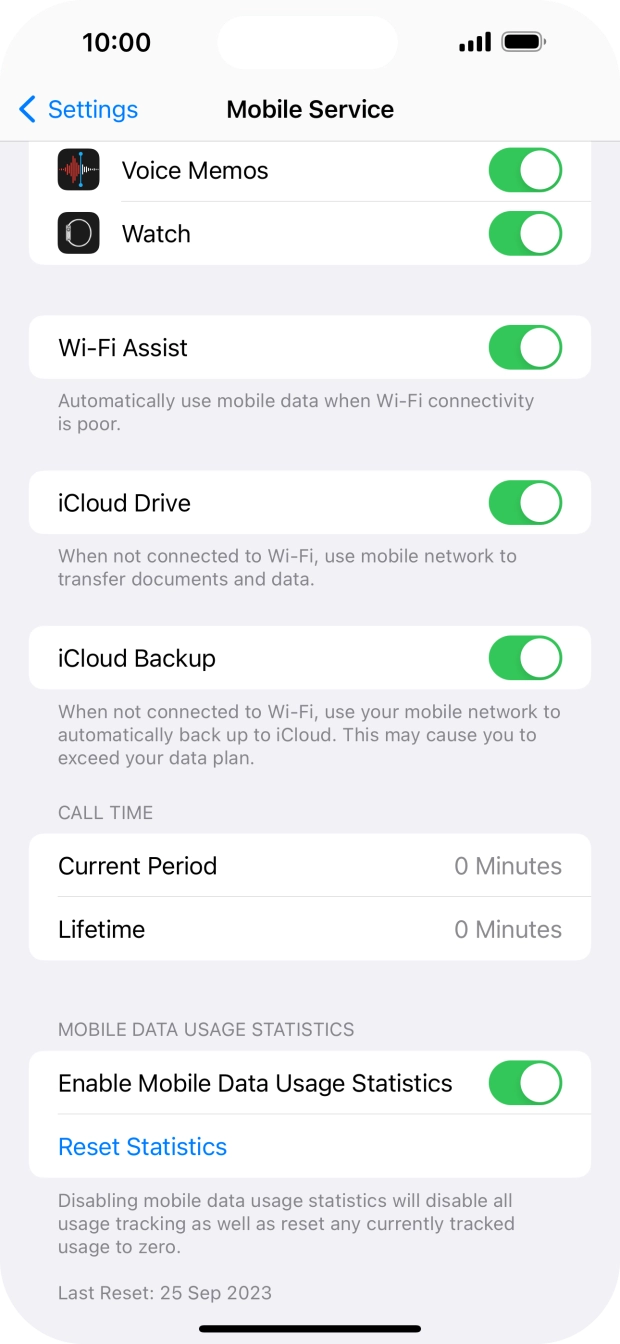 Press the indicator next to 'Wi-Fi Assist' to turn the function on or off.