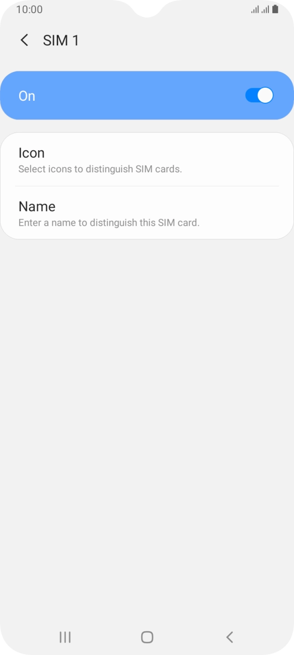 Press the indicator to turn use of the SIM on or off.