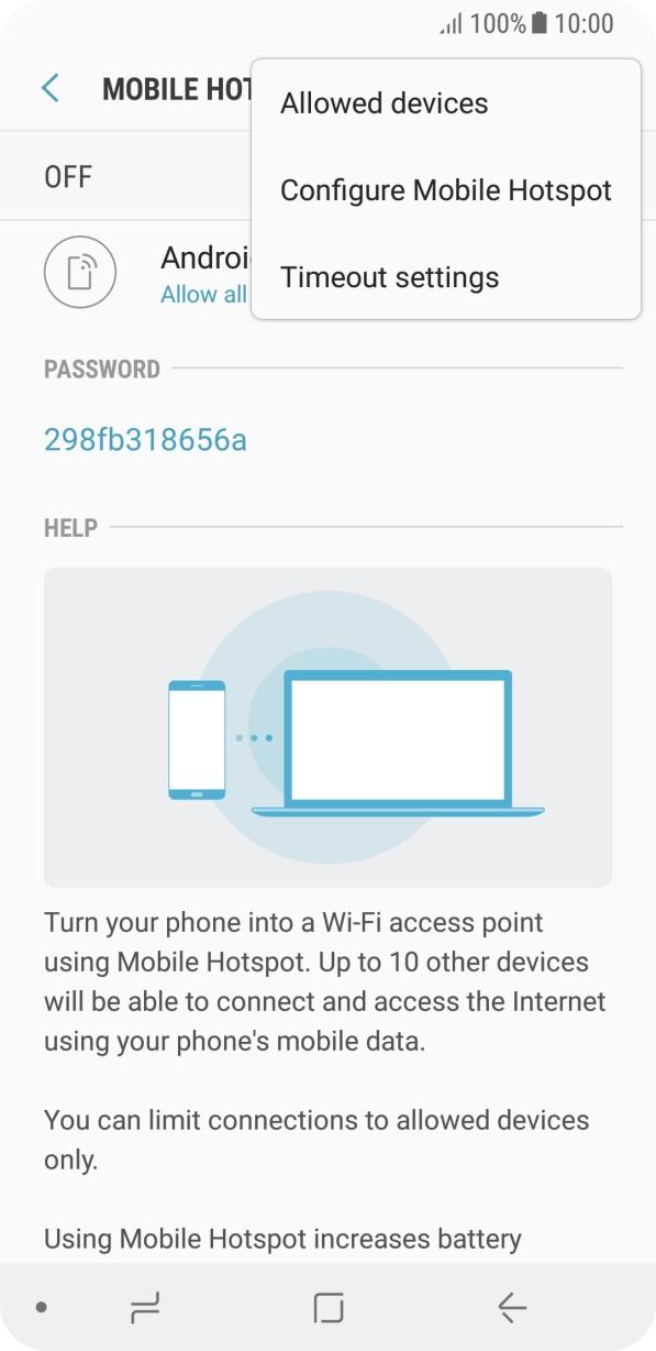 Press Configure Mobile Hotspot. Press Configure Mobile Hotspot.
