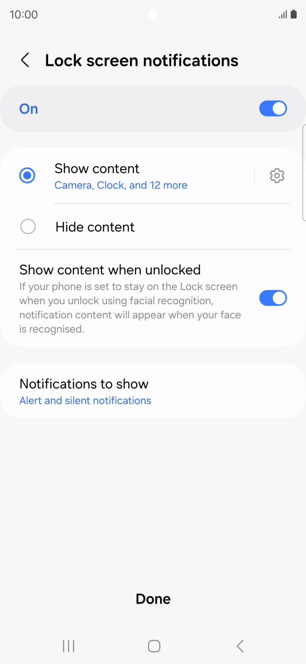 Press the required settings to turn them on or off. Press the required settings to turn them on or off.