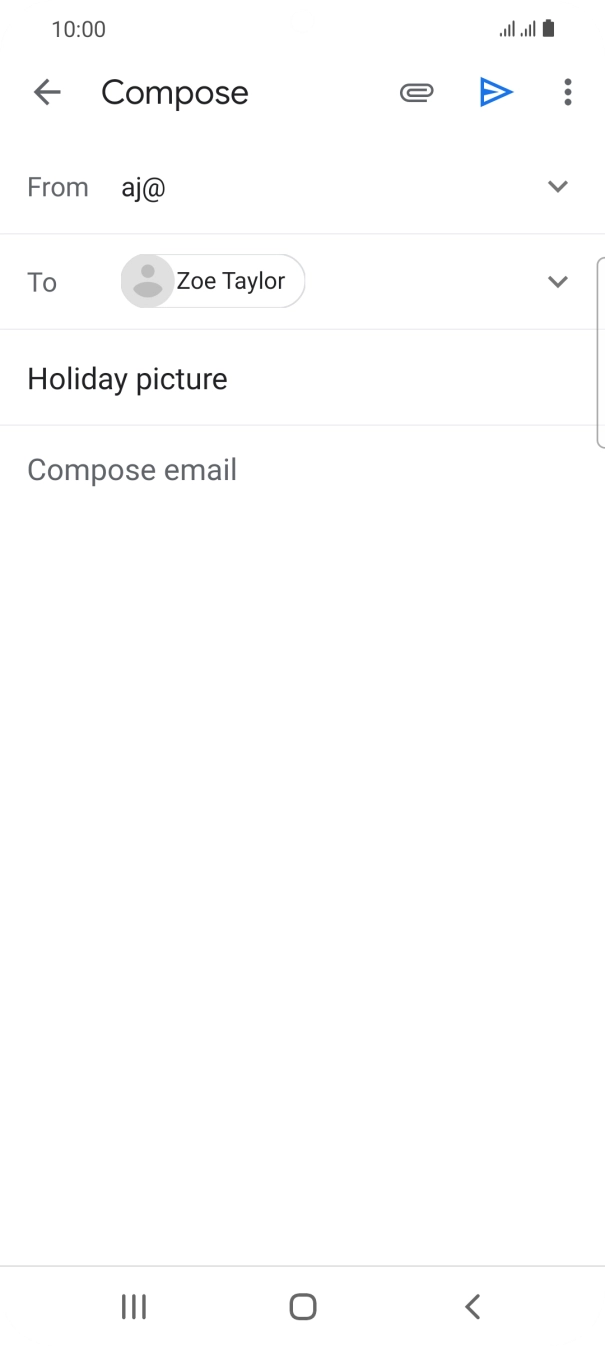 Press the text input field and write the text for your email.