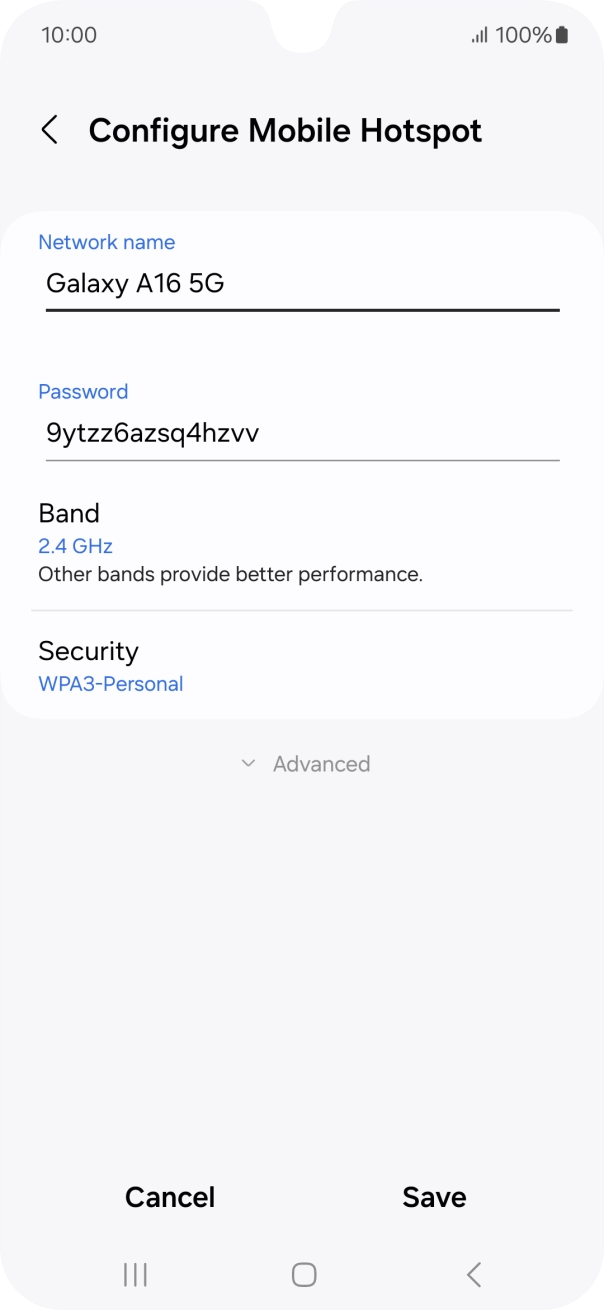 Press the field below 'Password' and key in the required password.