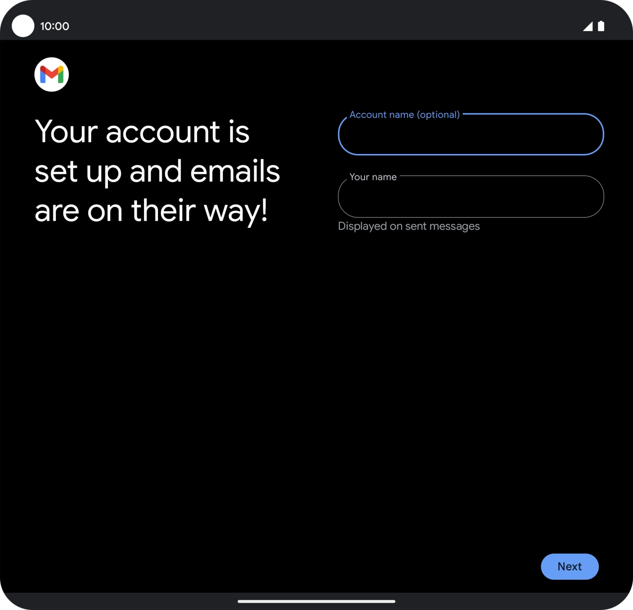 Press the field below 'Your name' and key in the required sender name. Press the field below 'Your name' and key in the required sender name.