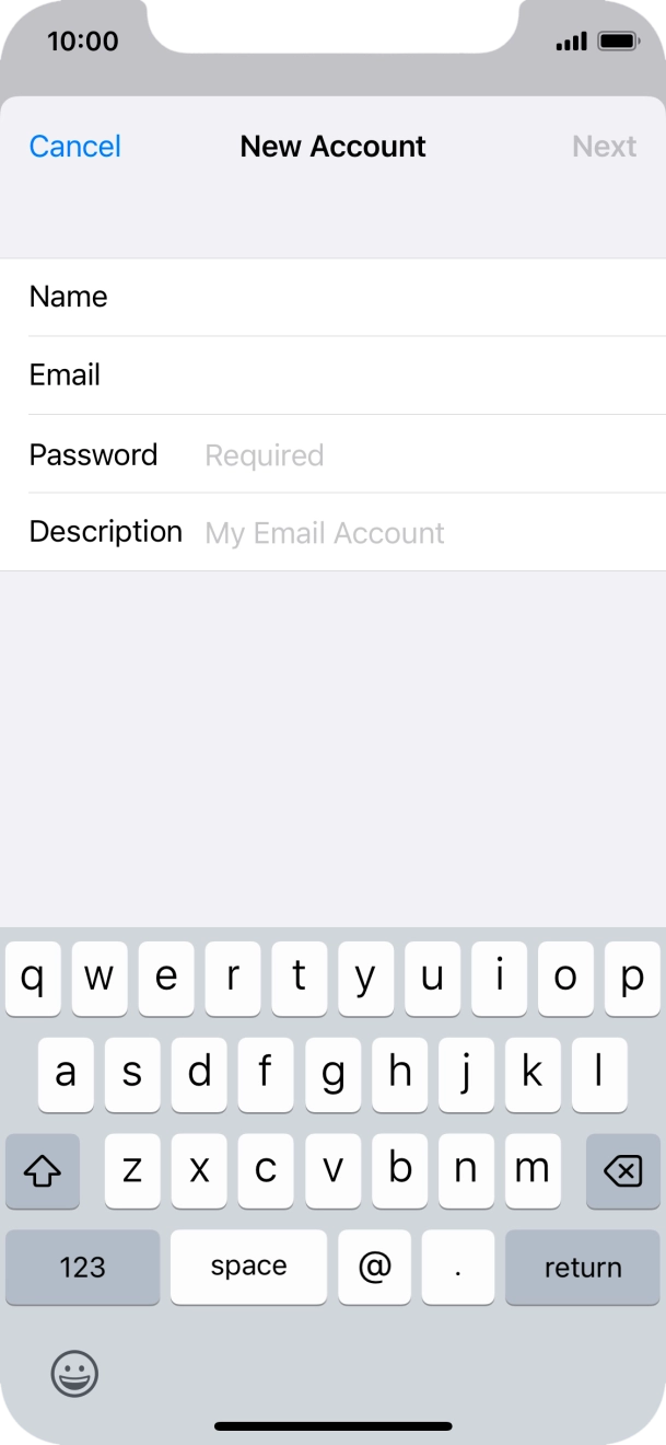 Press Password and key in the password for your email account. Press Password and key in the password for your email account.