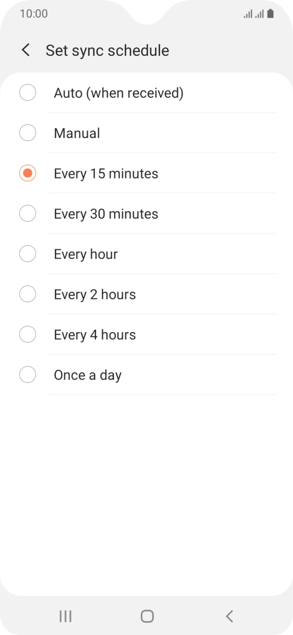 Press the required setting. Press the required setting.