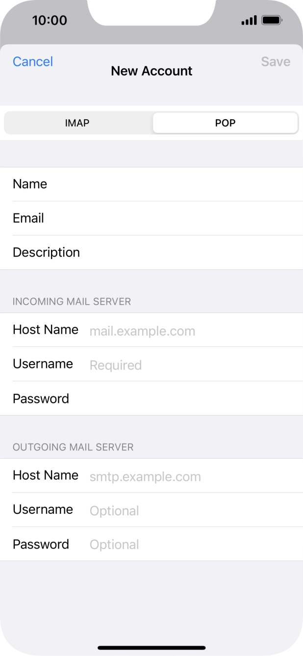 Press Host Name and key in the name of your email provider's incoming server.