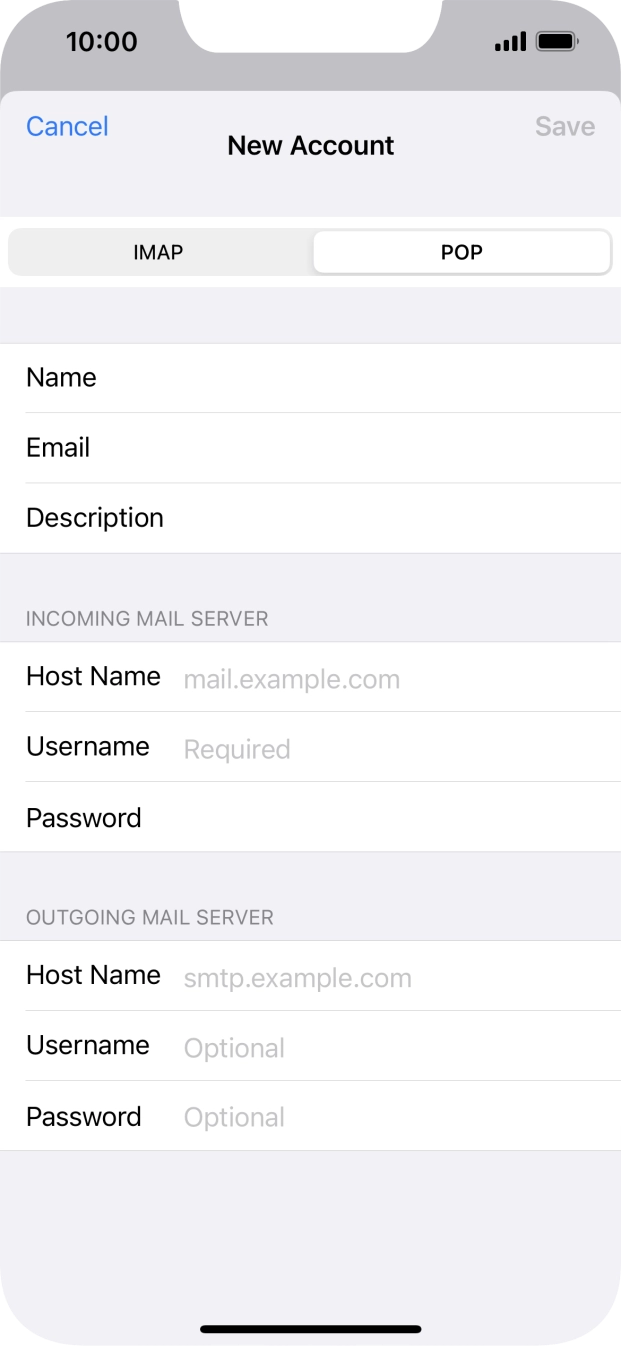 Press Host Name and key in the name of your email provider's incoming server. Press Host Name and key in the name of your email provider's incoming server.