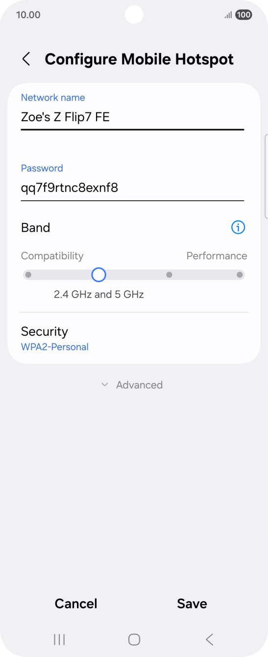 Press the field below 'Network name' and key in the required name. Press the field below 'Network name' and key in the required name.