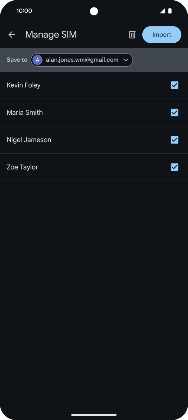 Press the fields next to the required contacts to select them. Press the fields next to the required contacts to select them.