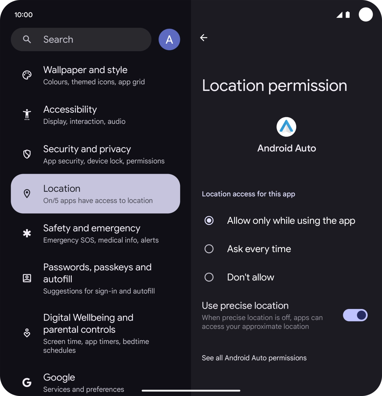 Press the required setting. Press the required setting.