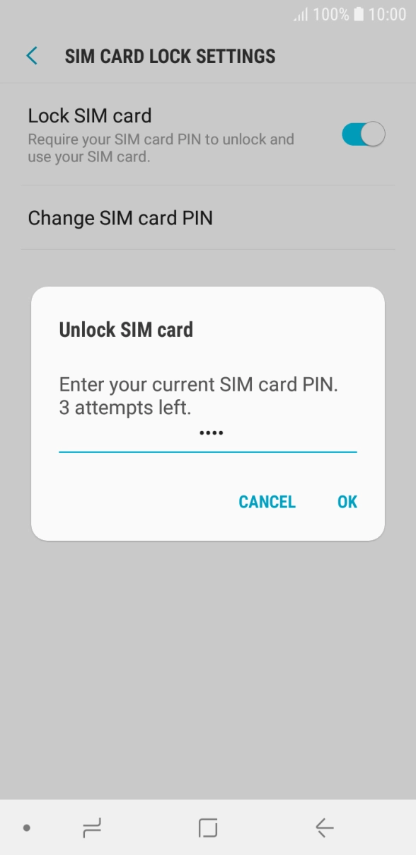 Key in your SIM PIN and press OK. The default SIM PIN is 0000.