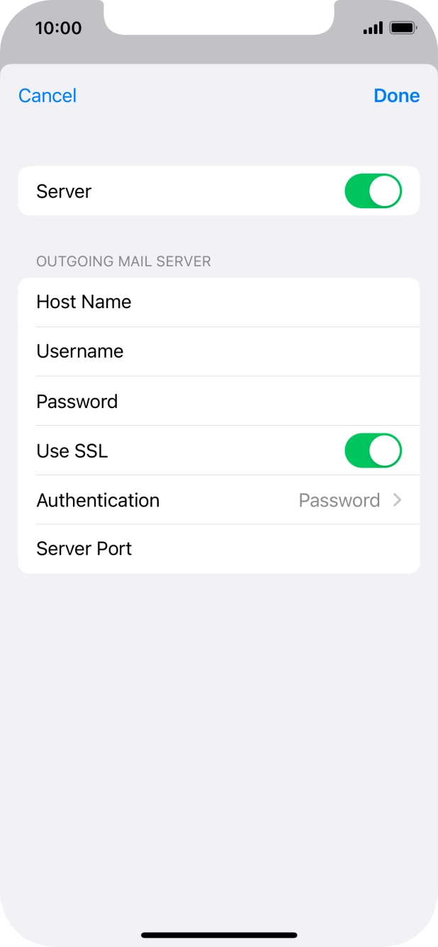Press the indicator next to 'Use SSL' to turn off the function. Press the indicator next to 'Use SSL' to turn off the function.