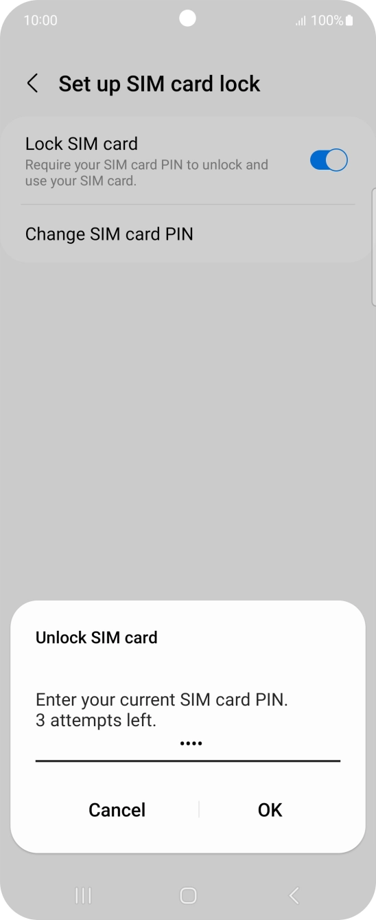 Key in your SIM PIN and press OK. The default SIM PIN is 0000.