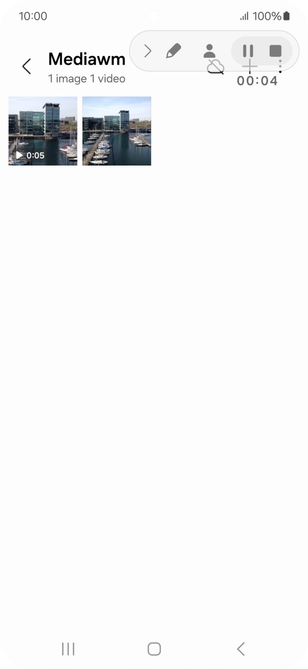 Press the stop icon to stop the recording.