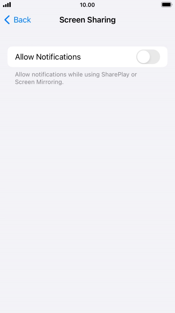Press the indicator next to 'Allow Notifications' to turn the function on or off. Press the indicator next to 'Allow Notifications' to turn the function on or off.