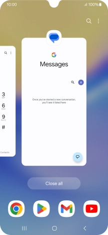To end one running application, slide your finger upwards on the required application.