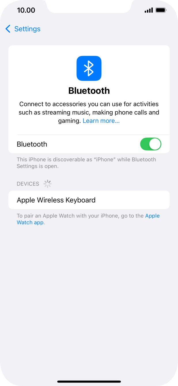 Press the required Bluetooth device and follow the instructions on the screen to pair the device with your phone.