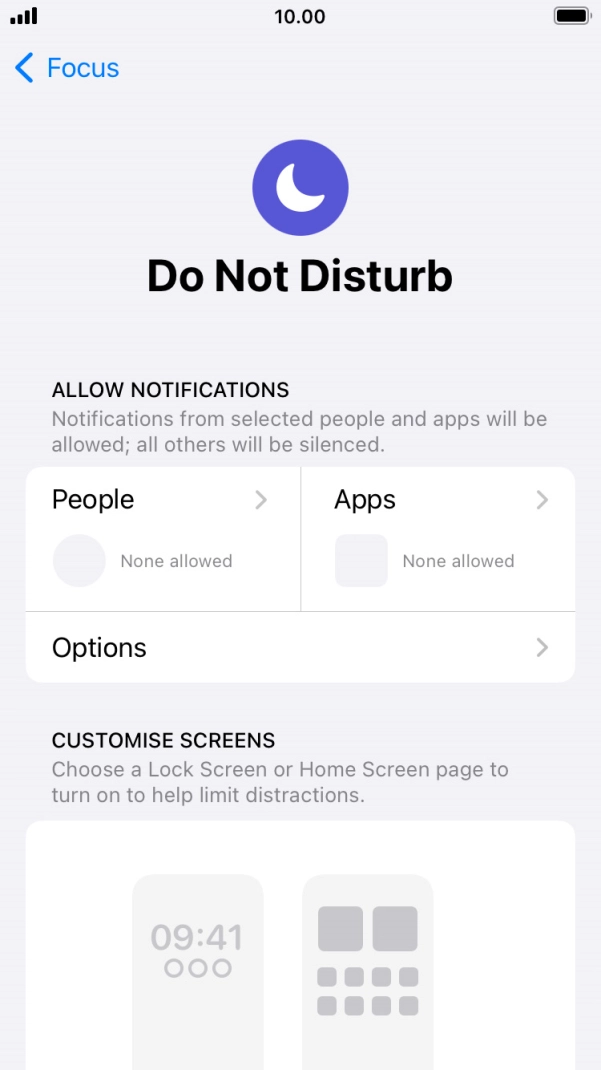 Press People and follow the instructions on the screen to select which contacts you would like to receive calls and notifications from when Do Not Disturb is turned on.