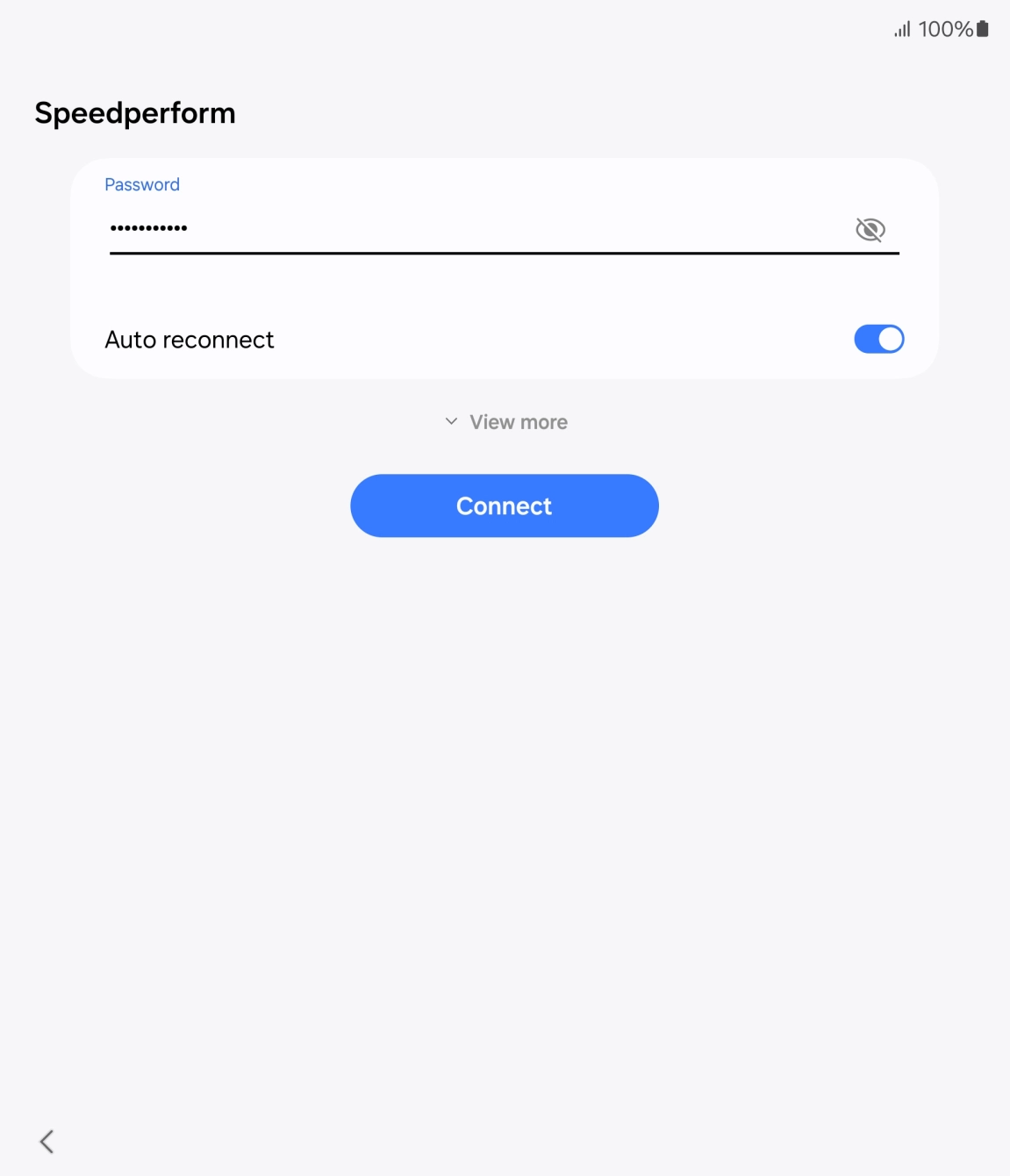 Key in the password for the WiFi network and press Connect.