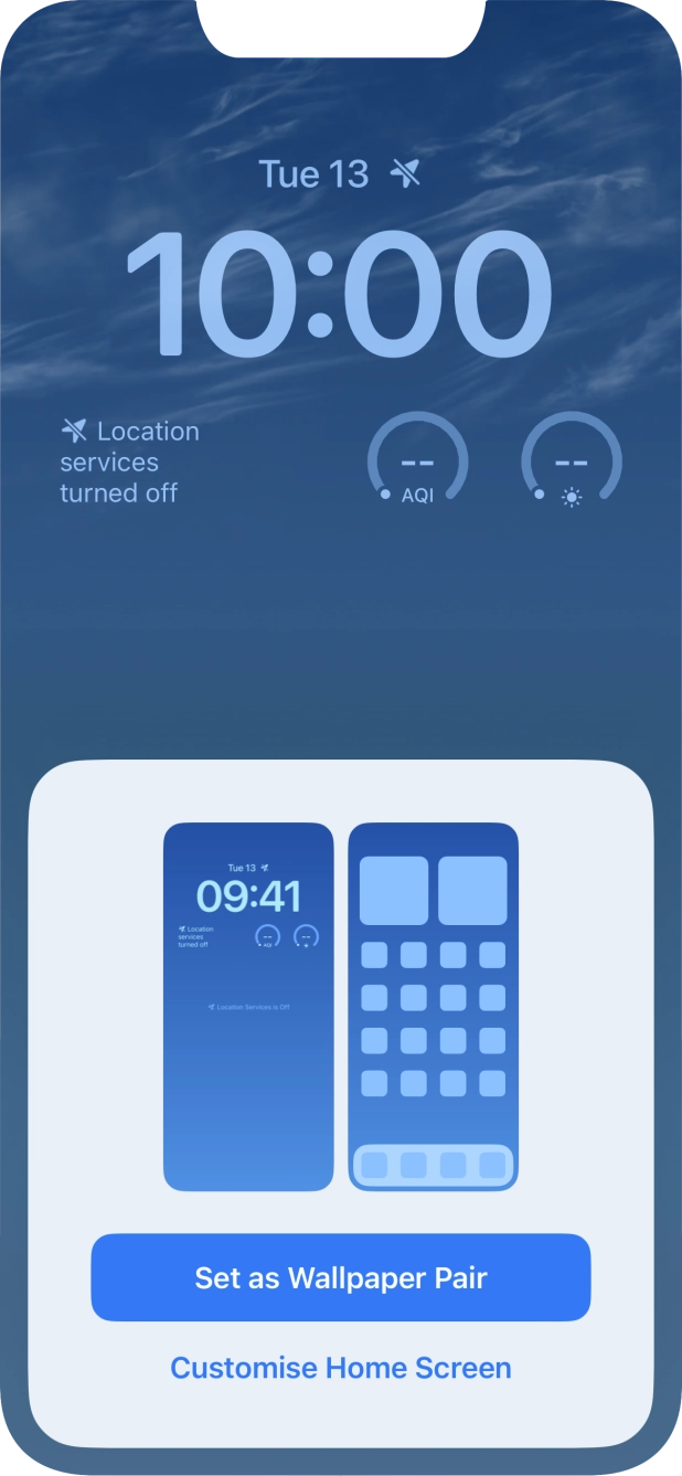 To use the same colour theme on the home screen, press Set as Wallpaper Pair. To use the same colour theme on the home screen, press Set as Wallpaper Pair.