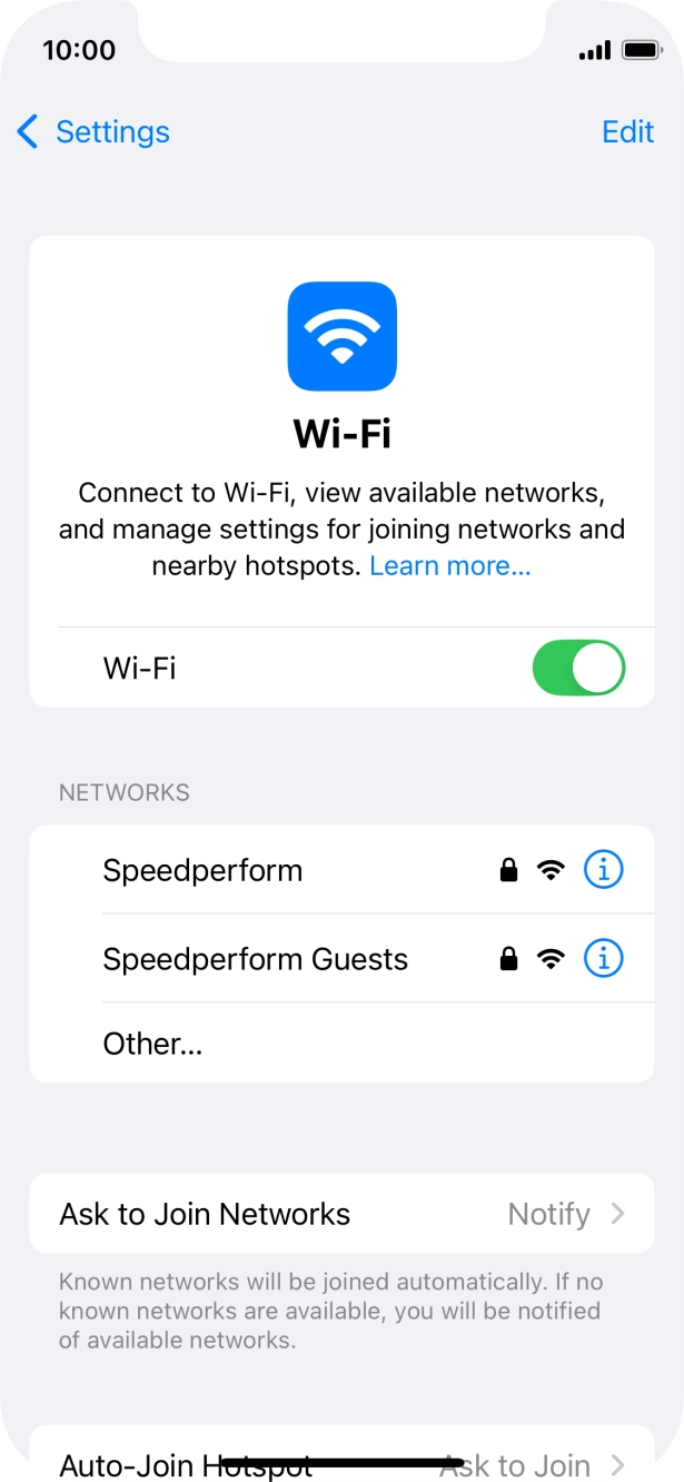 Press the required WiFi network and key in the password for the WiFi network.