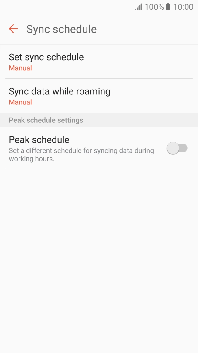 Press Set sync schedule. Press Set sync schedule.