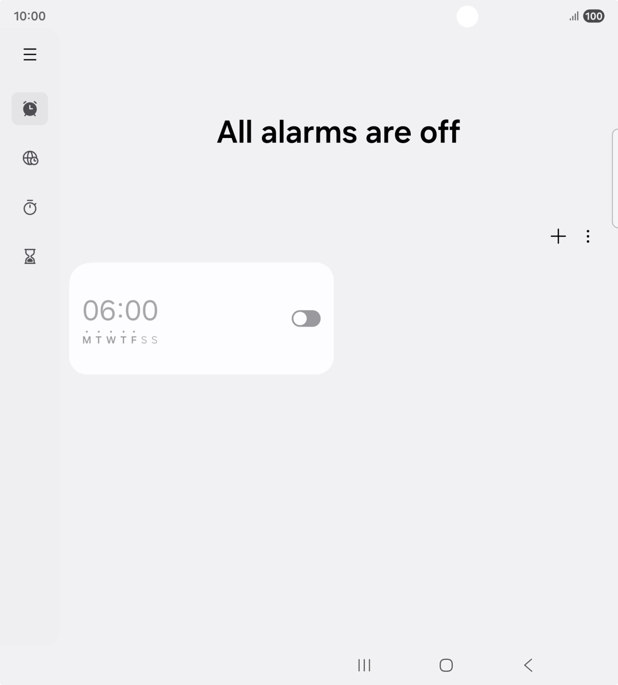 Press the set new alarm icon.