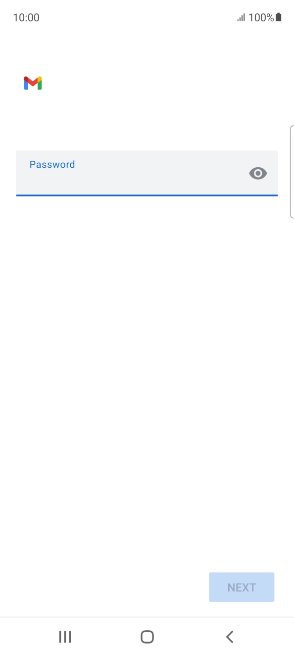 Press the field below 'Password' and key in the password for your email account. Press the field below 'Password' and key in the password for your email account.