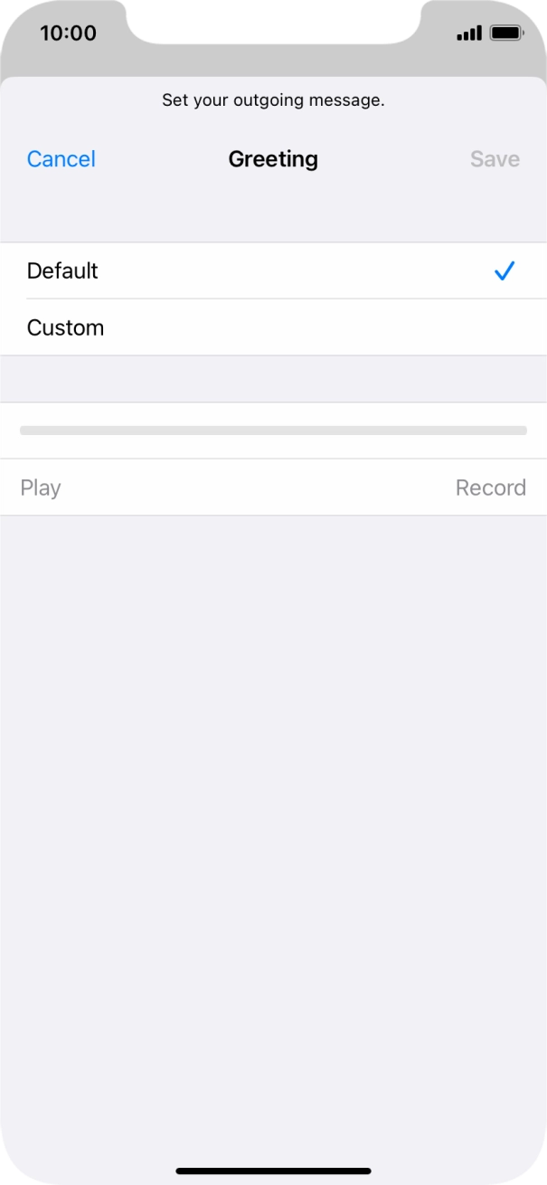 Press Default to select the default greeting. Press Default to select the default greeting.