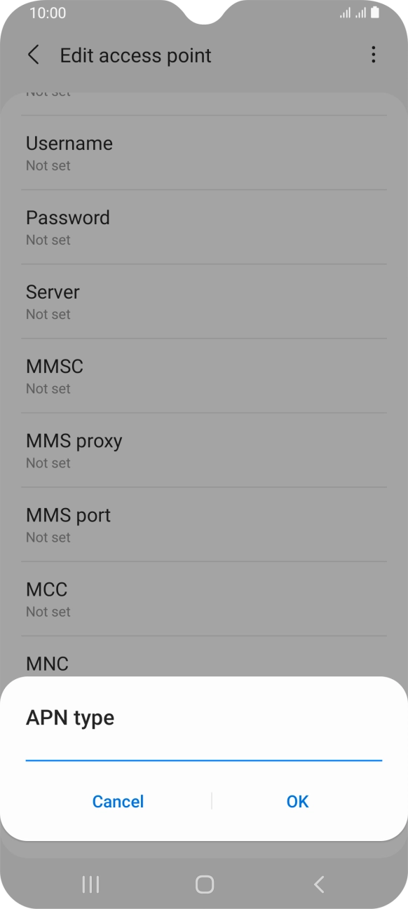 Key in default and press OK. Key in default and press OK.
