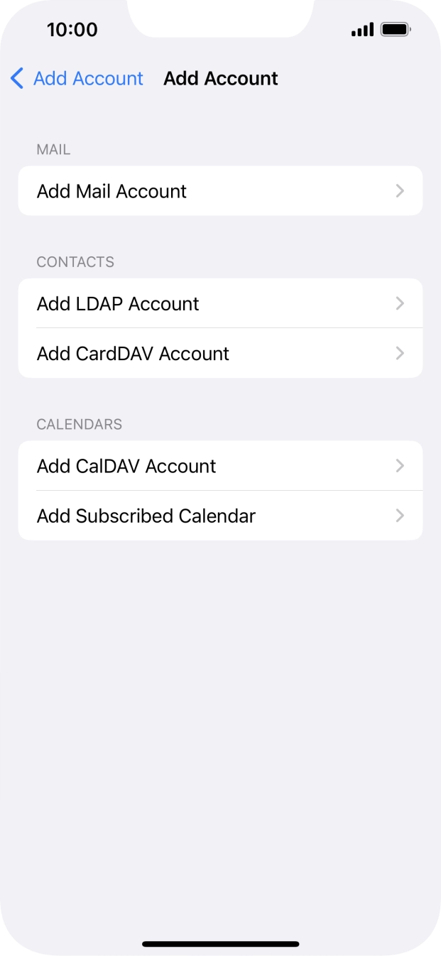 Press Add Mail Account. Press Add Mail Account.
