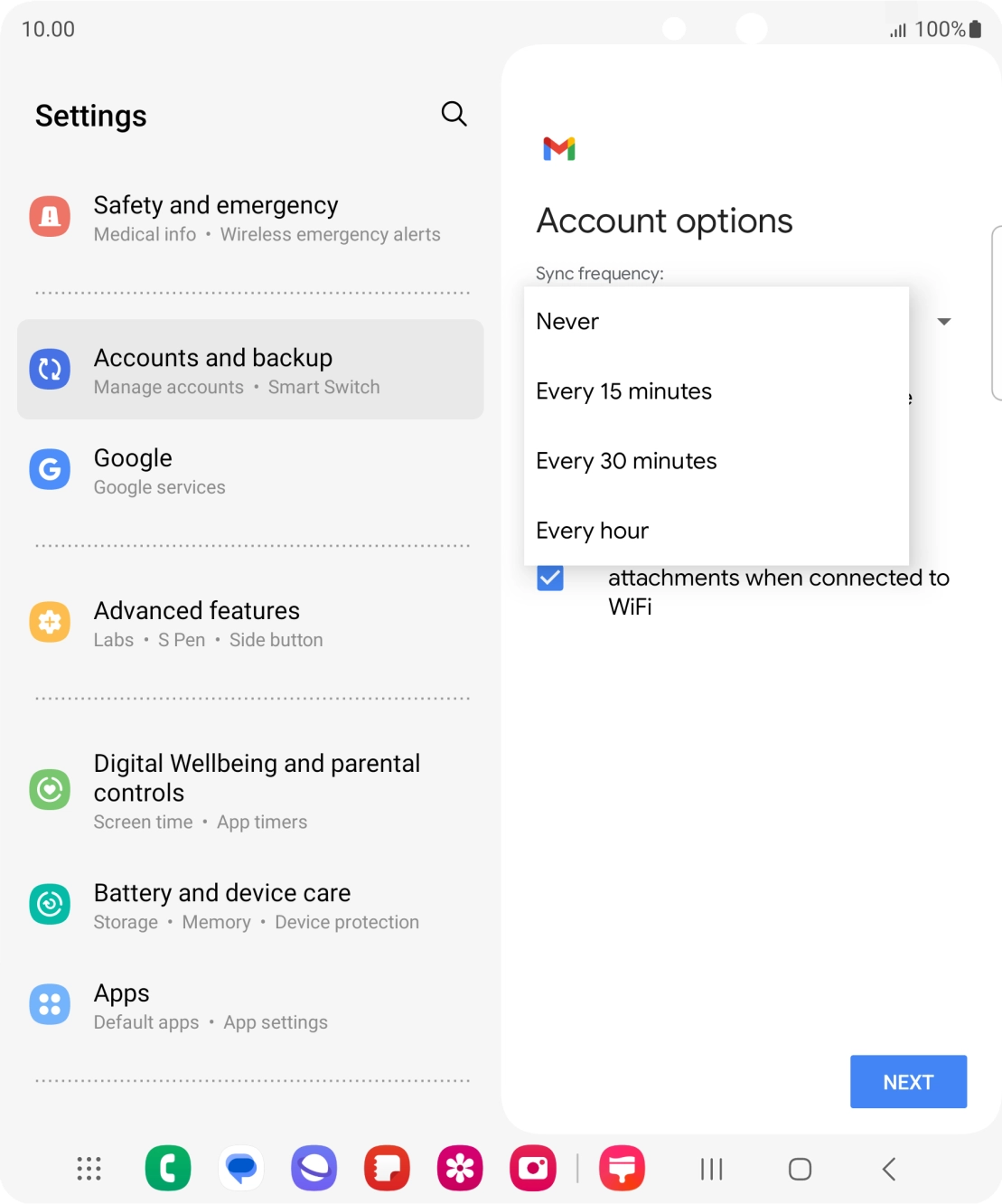 Press the required setting. Press the required setting.
