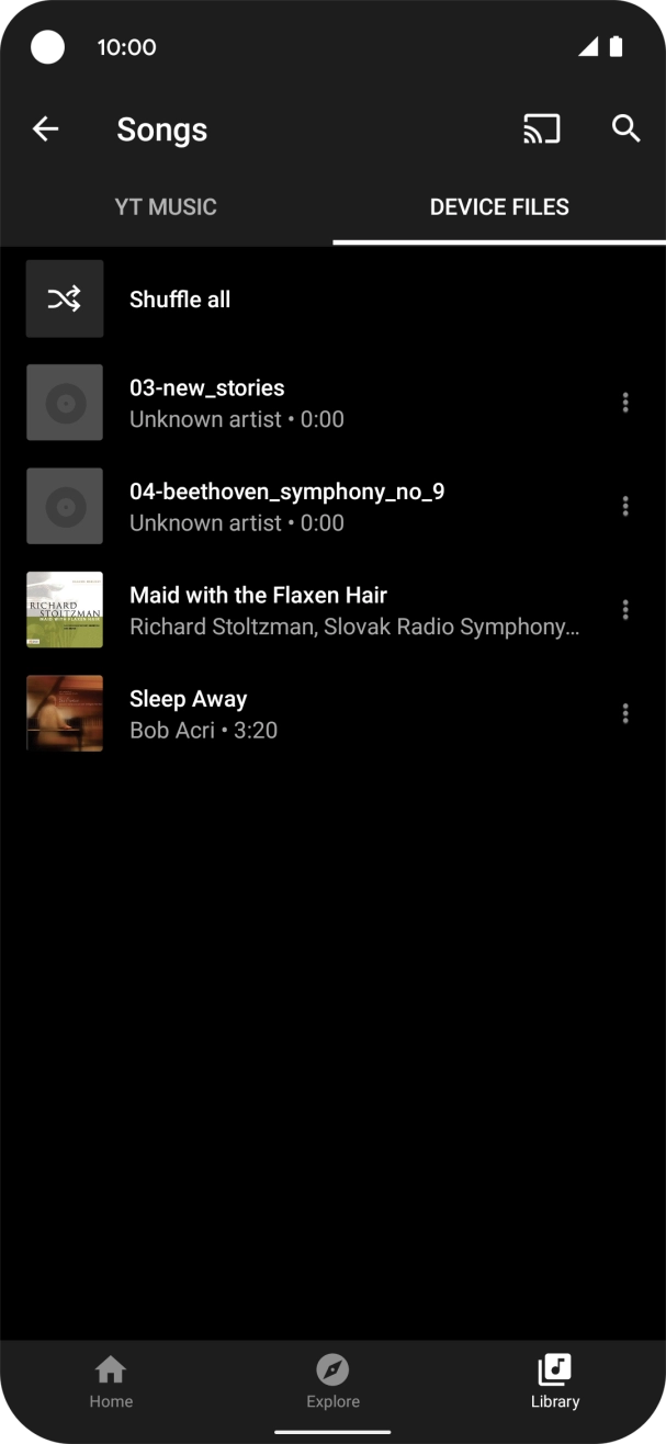 Press the required audio file. Press the required audio file.