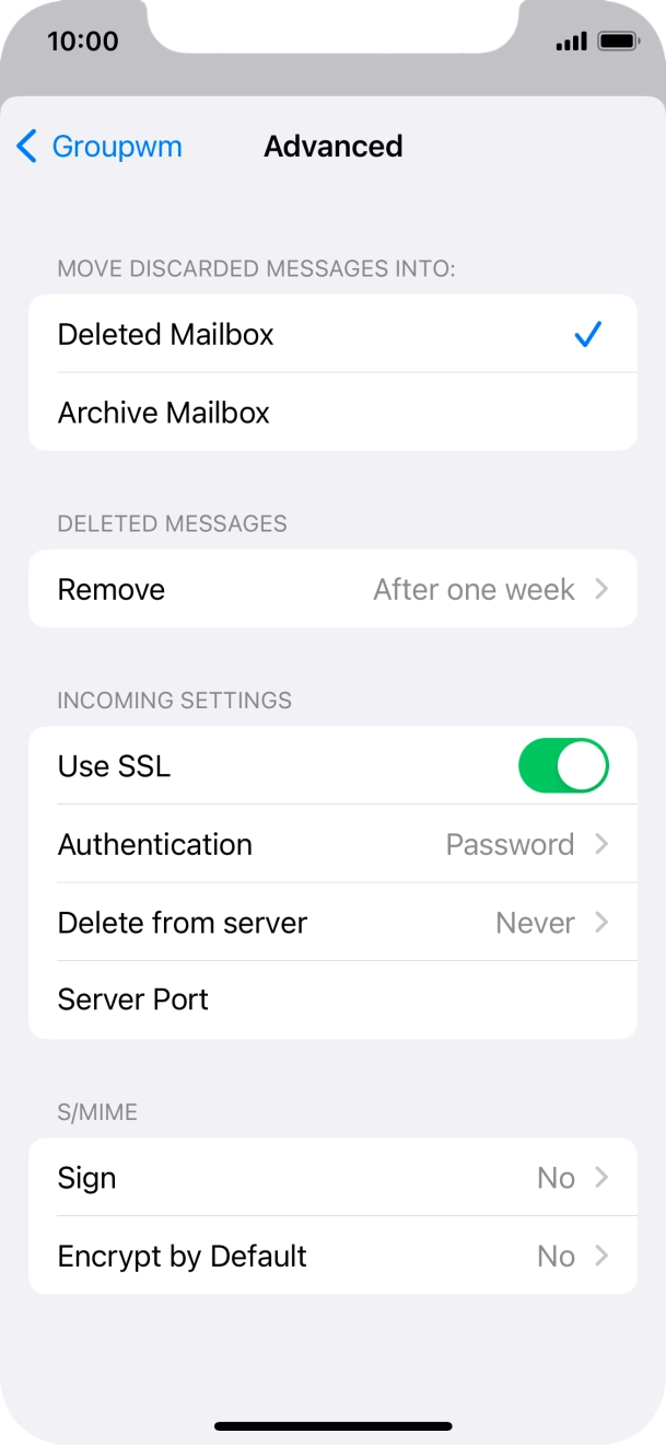 Press the indicator next to 'Use SSL' to turn off the function. Press the indicator next to 'Use SSL' to turn off the function.
