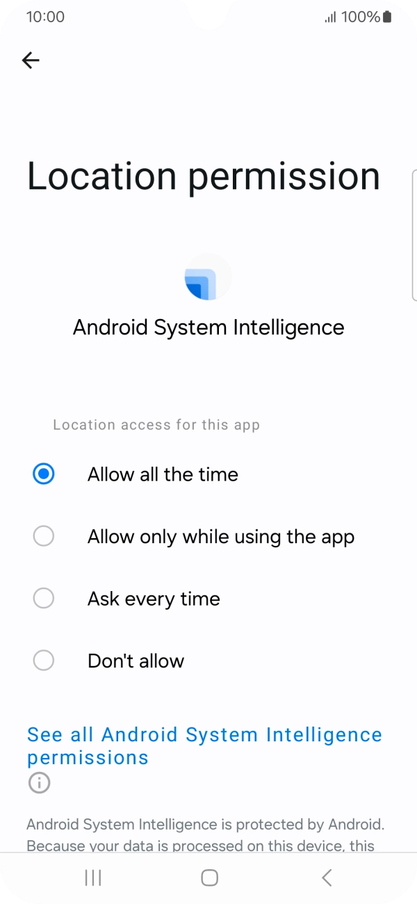 Press the required setting.
