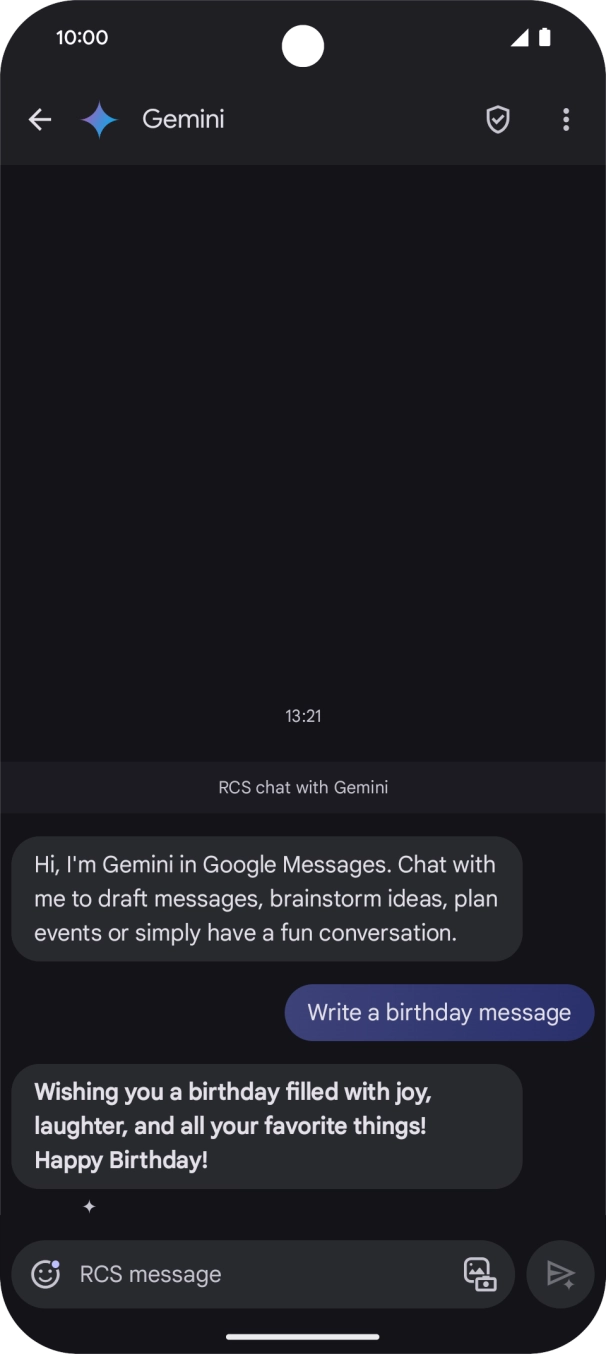 The text suggestion from Gemini is displayed. The text suggestion from Gemini is displayed.