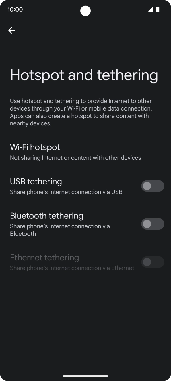Press Wi-Fi hotspot. Press Wi-Fi hotspot.