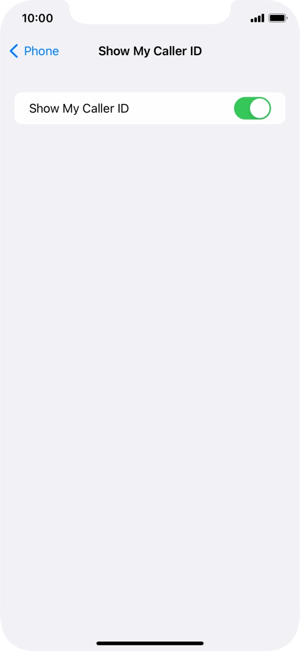 Press the indicator next to 'Show My Caller ID' to turn the function on or off.