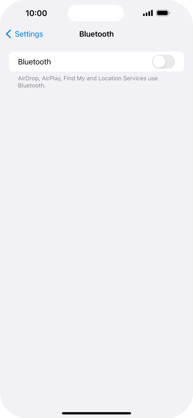 Press the indicator next to 'Bluetooth' to turn on the function.