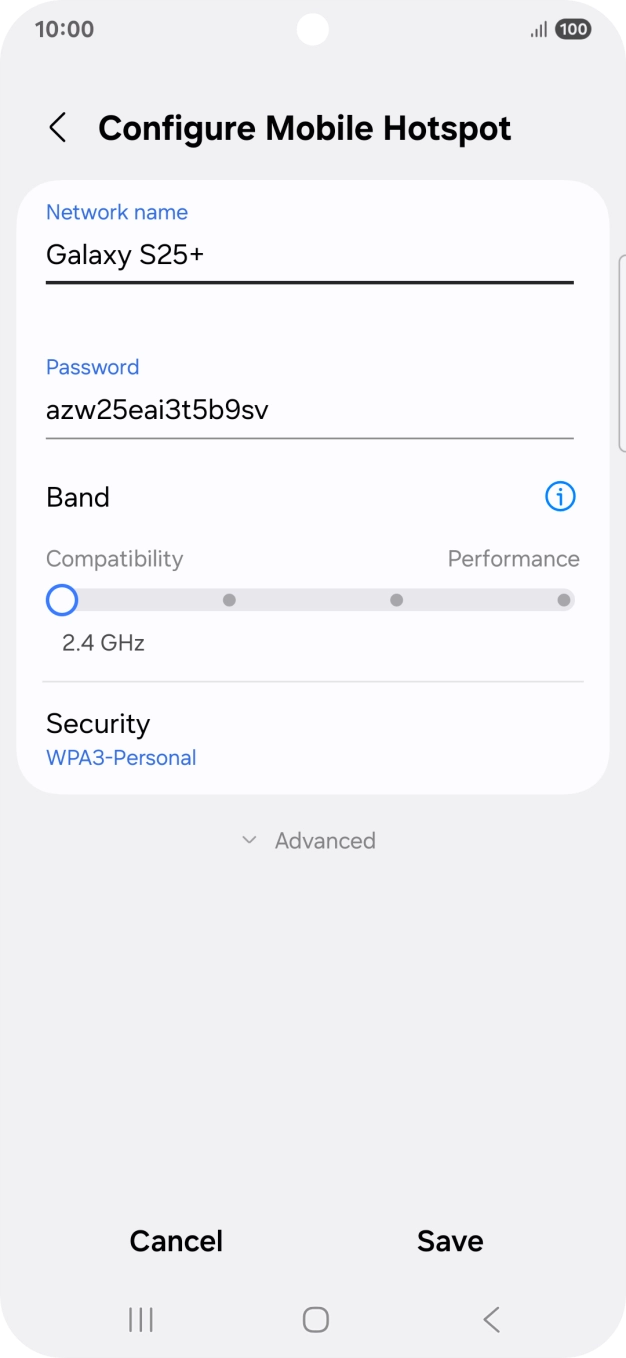 Press the field below 'Password' and key in the required password.