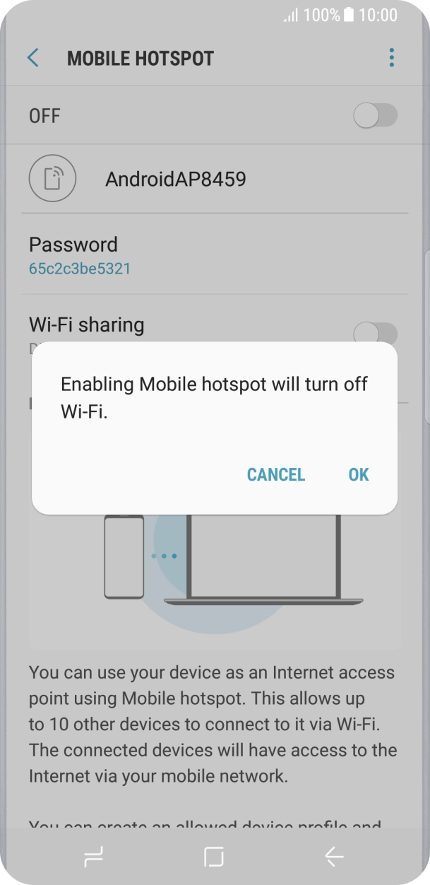 If WiFi is turned on, press OK. If WiFi is turned on, press OK.