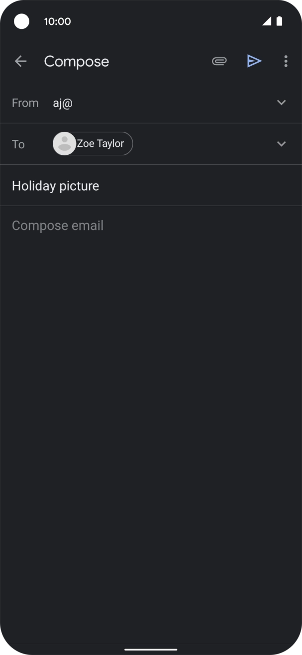 Press the text input field and write the text for your email. Press the text input field and write the text for your email.