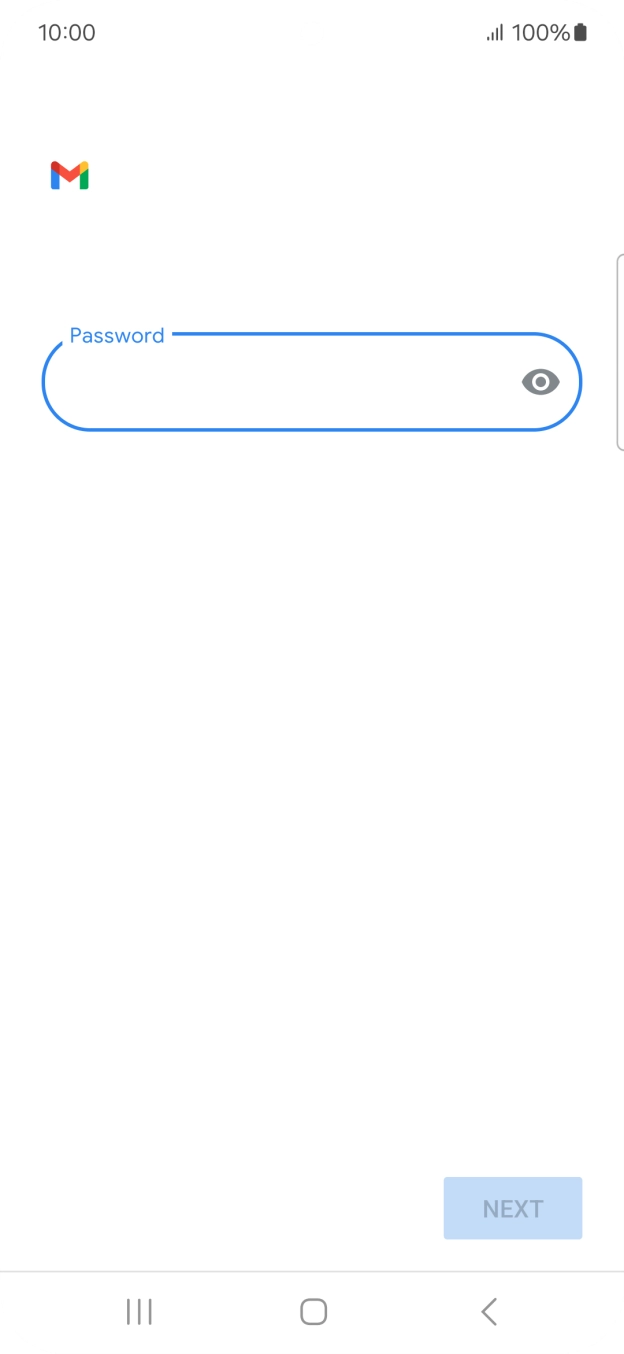 Press the field below 'Password' and key in the password for your email account. Press the field below 'Password' and key in the password for your email account.