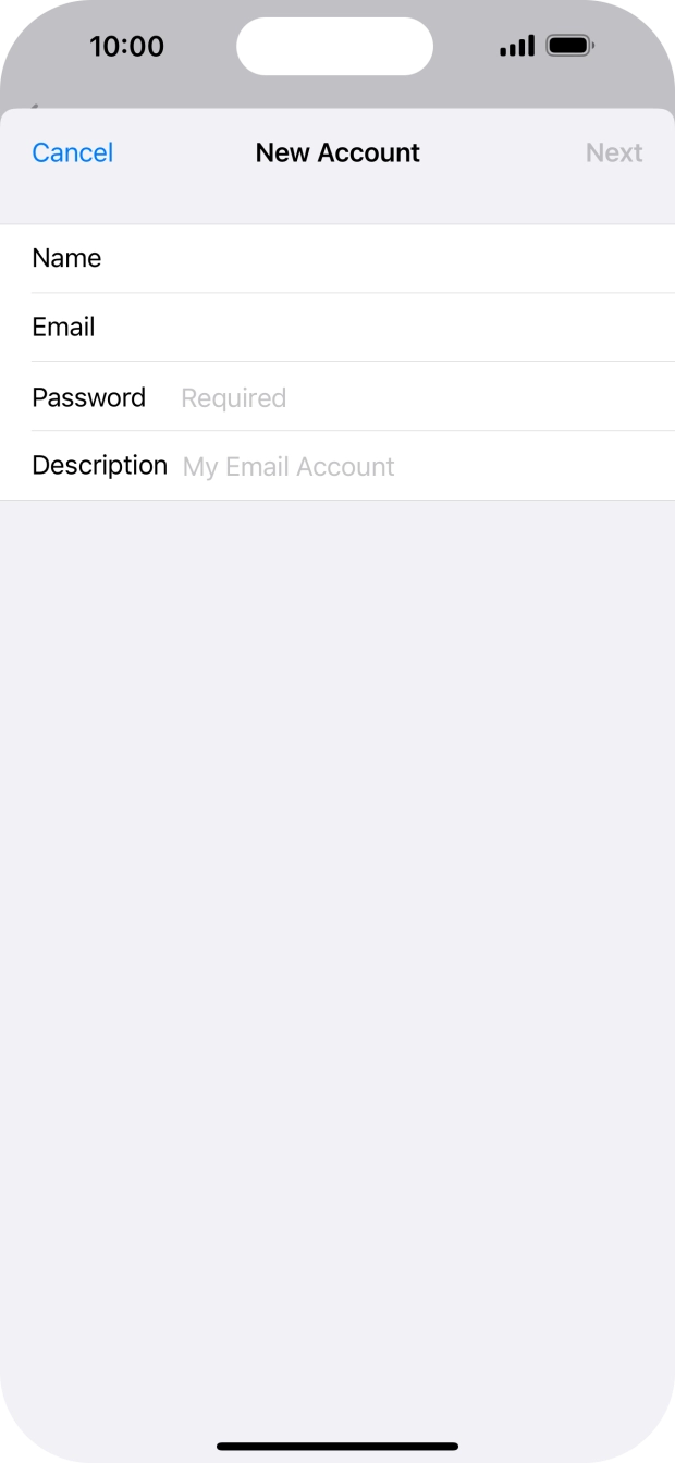 Press Password and key in the password for your email account. Press Password and key in the password for your email account.