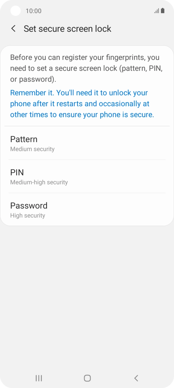 Press the required phone lock code and follow the instructions on the screen to create an additional phone lock code.